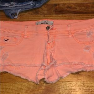 Neon orange jean shorts